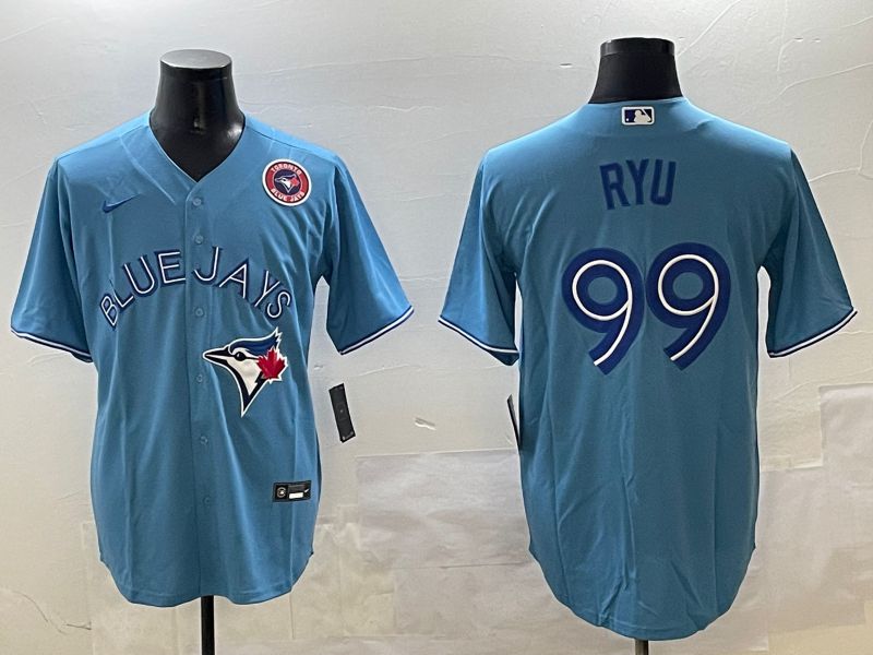 Men Toronto Blue Jays #99 Ryu Light Blue Game 2025 Nike MLB Jersey style 3